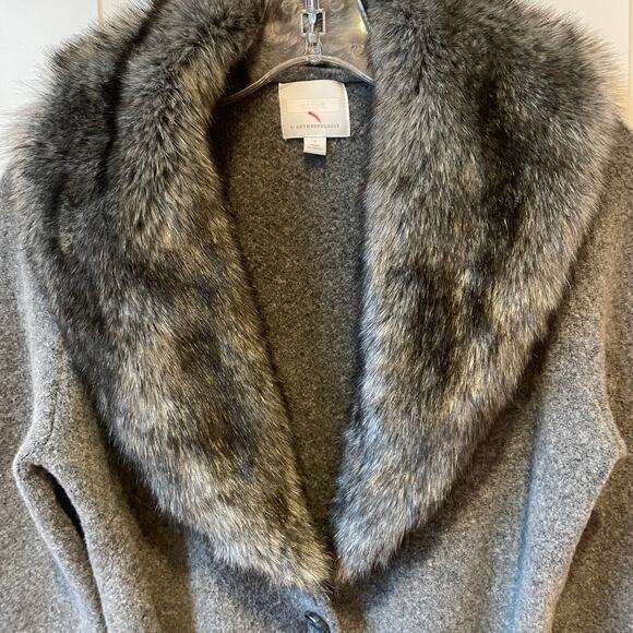 Anthropologie Ett: Twa by Anthropologie Faux Fur Wrap Sweater Sz S - Picture 5 of 8